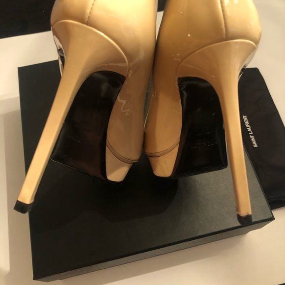 Saint Laurent Nude Patent Flatform Pumps 40 - Picture 8 of 8